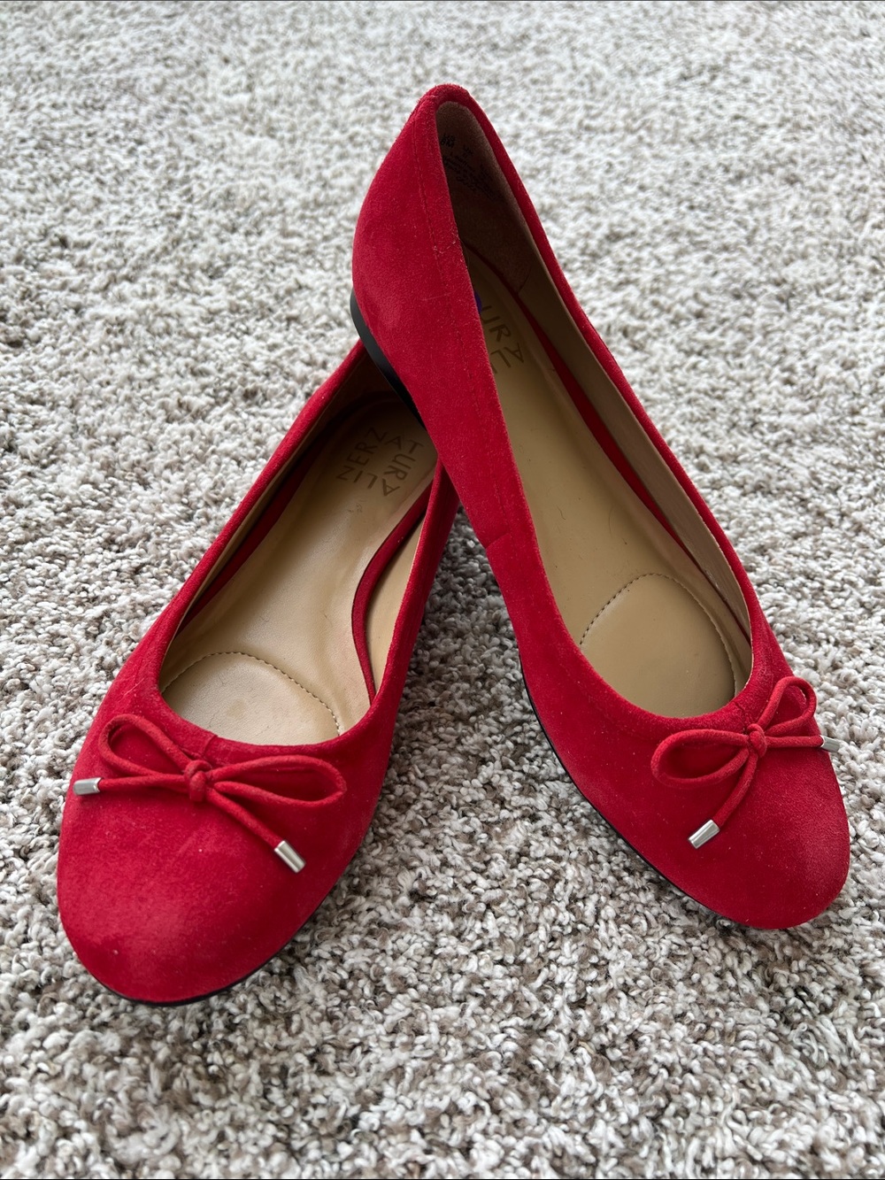 Naturalizer Women's Grace Closed Toe Suede Flats In Red Size 8